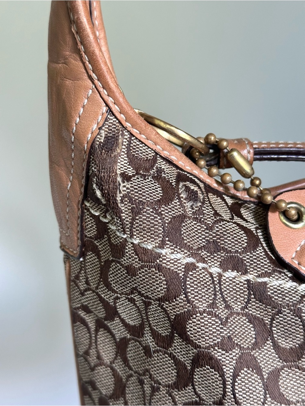 Coach Signature Shoulder Purse CC Logo Sufflette 10776 Light Brown Vintage - Picture 7 of 14